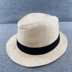 JACOBSON HAT - Beige with Black Band Straw Hat OSFM  H5